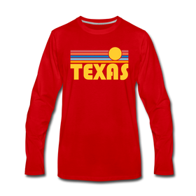 Texas Long Sleeve T-Shirt - Retro Sunrise Unisex Texas Long Sleeve Shirt - red