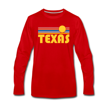 Texas Long Sleeve T-Shirt - Retro Sunrise Unisex Texas Long Sleeve Shirt - red