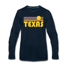 Texas Long Sleeve T-Shirt - Retro Sunrise Unisex Texas Long Sleeve Shirt - deep navy