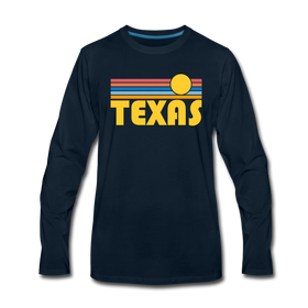 Texas Long Sleeve T-Shirt - Retro Sunrise Unisex Texas Long Sleeve Shirt - deep navy