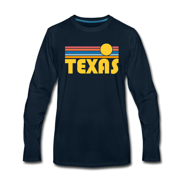Texas Long Sleeve T-Shirt - Retro Sunrise Unisex Texas Long Sleeve Shirt - deep navy