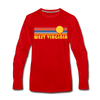 West Virginia Long Sleeve T-Shirt - Retro Sunrise Unisex West Virginia Long Sleeve Shirt - red