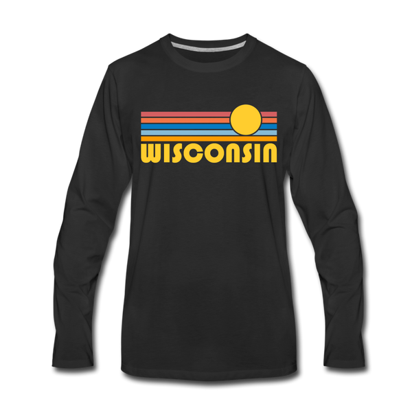 Wisconsin Long Sleeve T-Shirt - Retro Sunrise Unisex Wisconsin Long Sleeve Shirt - black