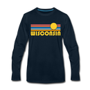Wisconsin Long Sleeve T-Shirt - Retro Sunrise Unisex Wisconsin Long Sleeve Shirt - deep navy