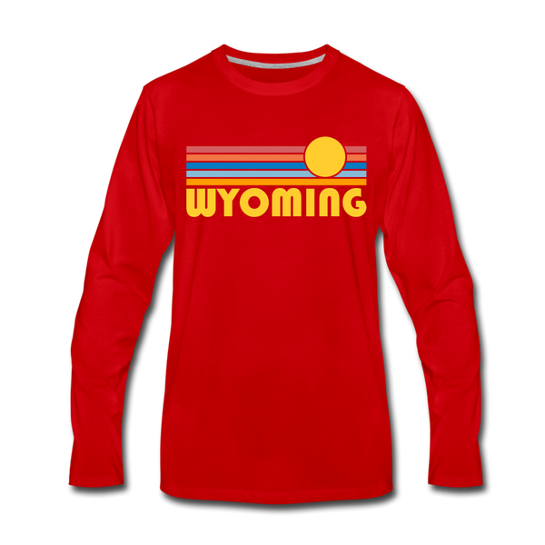 Wyoming Long Sleeve T-Shirt - Retro Sunrise Unisex Wyoming Long Sleeve Shirt - red