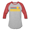 Alaska Baseball T-Shirt - Retro Sunrise Unisex Alaska Raglan T Shirt - heather gray/red
