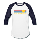 Anna Maria Island, Florida Baseball T-Shirt - Retro Sunrise Unisex Anna Maria Island Raglan T Shirt - white/navy