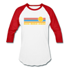 Anna Maria Island, Florida Baseball T-Shirt - Retro Sunrise Unisex Anna Maria Island Raglan T Shirt - white/red