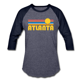 Atlanta, Georgia Baseball T-Shirt - Retro Sunrise Unisex Atlanta Raglan T Shirt - heather blue/navy