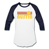 Austin, Texas Baseball T-Shirt - Retro Sunrise Unisex Austin Raglan T Shirt - white/navy