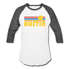 Austin, Texas Baseball T-Shirt - Retro Sunrise Unisex Austin Raglan T Shirt - white/charcoal