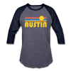 Austin, Texas Baseball T-Shirt - Retro Sunrise Unisex Austin Raglan T Shirt