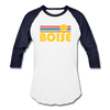Boise, Idaho Baseball T-Shirt - Retro Sunrise Unisex Boise Raglan T Shirt - white/navy