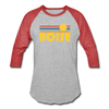 Boise, Idaho Baseball T-Shirt - Retro Sunrise Unisex Boise Raglan T Shirt - heather gray/red