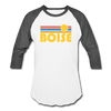 Boise, Idaho Baseball T-Shirt - Retro Sunrise Unisex Boise Raglan T Shirt - white/charcoal