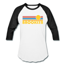 Brooklyn, New York Baseball T-Shirt - Retro Sunrise Unisex Brooklyn Raglan T Shirt - white/black