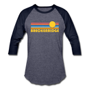 Breckenridge, Colorado Baseball T-Shirt - Retro Sunrise Unisex Breckenridge Raglan T Shirt - heather blue/navy