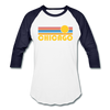 Chicago, Illinois Baseball T-Shirt - Retro Sunrise Unisex Chicago Raglan T Shirt - white/navy