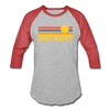 Detroit, Michigan Baseball T-Shirt - Retro Sunrise Unisex Detroit Raglan T Shirt - heather gray/red