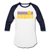 Hawaii Baseball T-Shirt - Retro Sunrise Unisex Hawaii Raglan T Shirt - white/navy