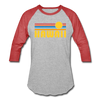 Hawaii Baseball T-Shirt - Retro Sunrise Unisex Hawaii Raglan T Shirt - heather gray/red