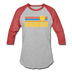 Hawaii Baseball T-Shirt - Retro Sunrise Unisex Hawaii Raglan T Shirt - heather gray/red