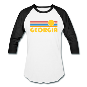 Georgia Baseball T-Shirt - Retro Sunrise Unisex Georgia Raglan T Shirt - white/black