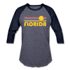 Florida Baseball T-Shirt - Retro Sunrise Unisex Florida Raglan T Shirt - heather blue/navy