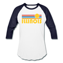 Illinois Baseball T-Shirt - Retro Sunrise Unisex Illinois Raglan T Shirt - white/navy