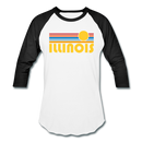 Illinois Baseball T-Shirt - Retro Sunrise Unisex Illinois Raglan T Shirt - white/black