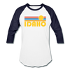 Idaho Baseball T-Shirt - Retro Sunrise Unisex Idaho Raglan T Shirt - white/navy