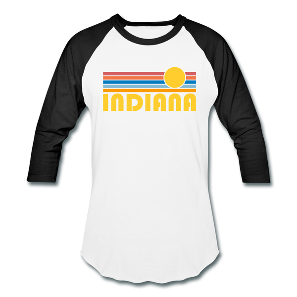 Indiana Baseball T-Shirt - Retro Sunrise Unisex Indiana Raglan T Shirt - white/black