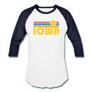 Iowa Baseball T-Shirt - Retro Sunrise Unisex Iowa Raglan T Shirt - white/navy