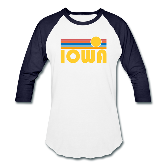 Iowa Baseball T-Shirt - Retro Sunrise Unisex Iowa Raglan T Shirt - white/navy