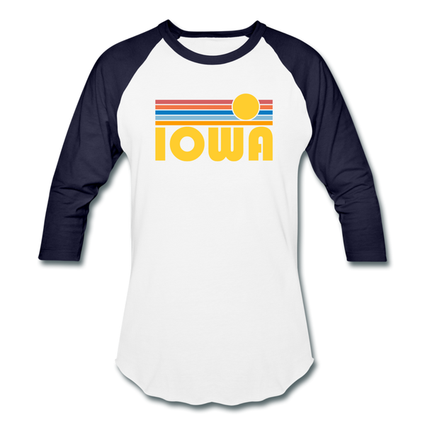 Iowa Baseball T-Shirt - Retro Sunrise Unisex Iowa Raglan T Shirt - white/navy