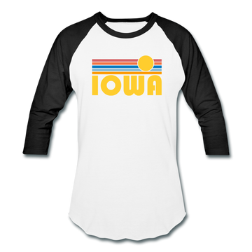 Iowa Baseball T-Shirt - Retro Sunrise Unisex Iowa Raglan T Shirt - white/black