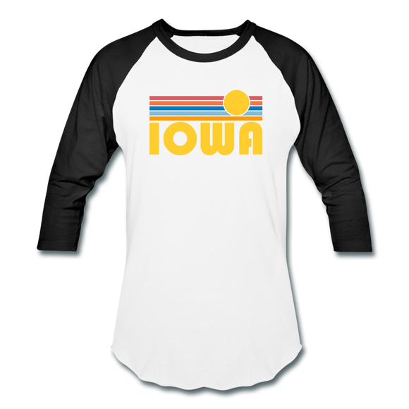 Iowa Baseball T-Shirt - Retro Sunrise Unisex Iowa Raglan T Shirt - white/black
