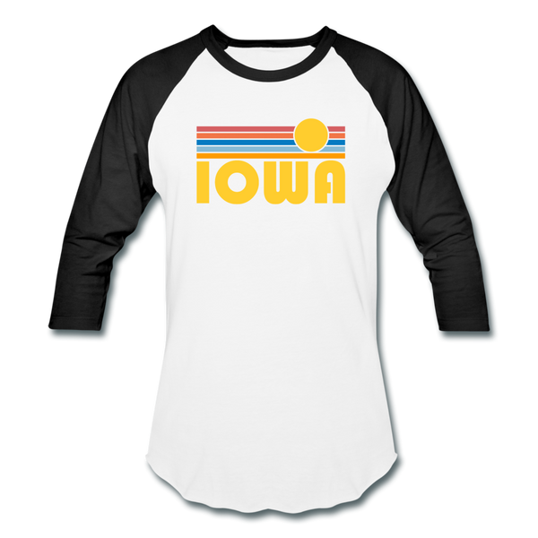 Iowa Baseball T-Shirt - Retro Sunrise Unisex Iowa Raglan T Shirt - white/black