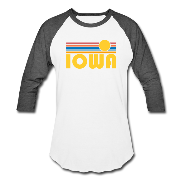 Iowa Baseball T-Shirt - Retro Sunrise Unisex Iowa Raglan T Shirt - white/charcoal
