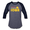 Iowa Baseball T-Shirt - Retro Sunrise Unisex Iowa Raglan T Shirt - heather blue/navy
