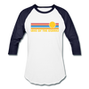 Lake of the Ozarks, Missouri Baseball T-Shirt - Retro Sunrise Unisex Lake of the Ozarks Raglan T Shirt - white/navy