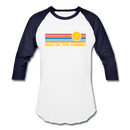 Lake of the Ozarks, Missouri Baseball T-Shirt - Retro Sunrise Unisex Lake of the Ozarks Raglan T Shirt - white/navy