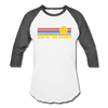 Lake of the Ozarks, Missouri Baseball T-Shirt - Retro Sunrise Unisex Lake of the Ozarks Raglan T Shirt - white/charcoal