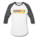 Lake of the Ozarks, Missouri Baseball T-Shirt - Retro Sunrise Unisex Lake of the Ozarks Raglan T Shirt - white/charcoal