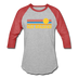 Los Angeles, California Baseball T-Shirt - Retro Sunrise Unisex Los Angeles Raglan T Shirt - heather gray/red
