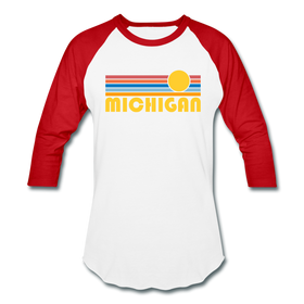 Michigan Baseball T-Shirt - Retro Sunrise Unisex Michigan Raglan T Shirt