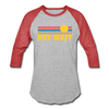 Key West, Florida Baseball T-Shirt - Retro Sunrise Unisex Key West Raglan T Shirt - heather gray/red
