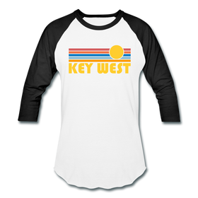 Key West, Florida Baseball T-Shirt - Retro Sunrise Unisex Key West Raglan T Shirt - white/black