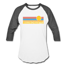 Massachusetts Baseball T-Shirt - Retro Sunrise Unisex Massachusetts Raglan T Shirt - white/charcoal