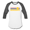 Massachusetts Baseball T-Shirt - Retro Sunrise Unisex Massachusetts Raglan T Shirt - white/charcoal